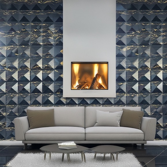 10 pack 3D Wall Panels Decor Tiles Textured Design PVC Waterproof 19.7 19.7” - Picture 4 of 8